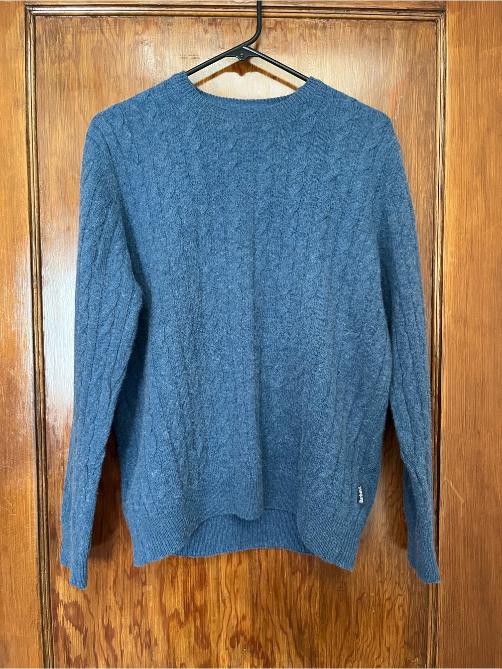 Barbour Women’s Cable Knit Crewneck Sweater - Blue Wool & Cotton Natural Fibers